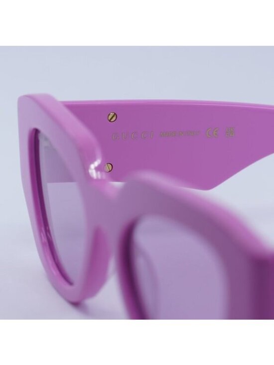Gucci GG1421S 004 Sunglasses Pink Geometric Frame, Pink Magenta Lenses